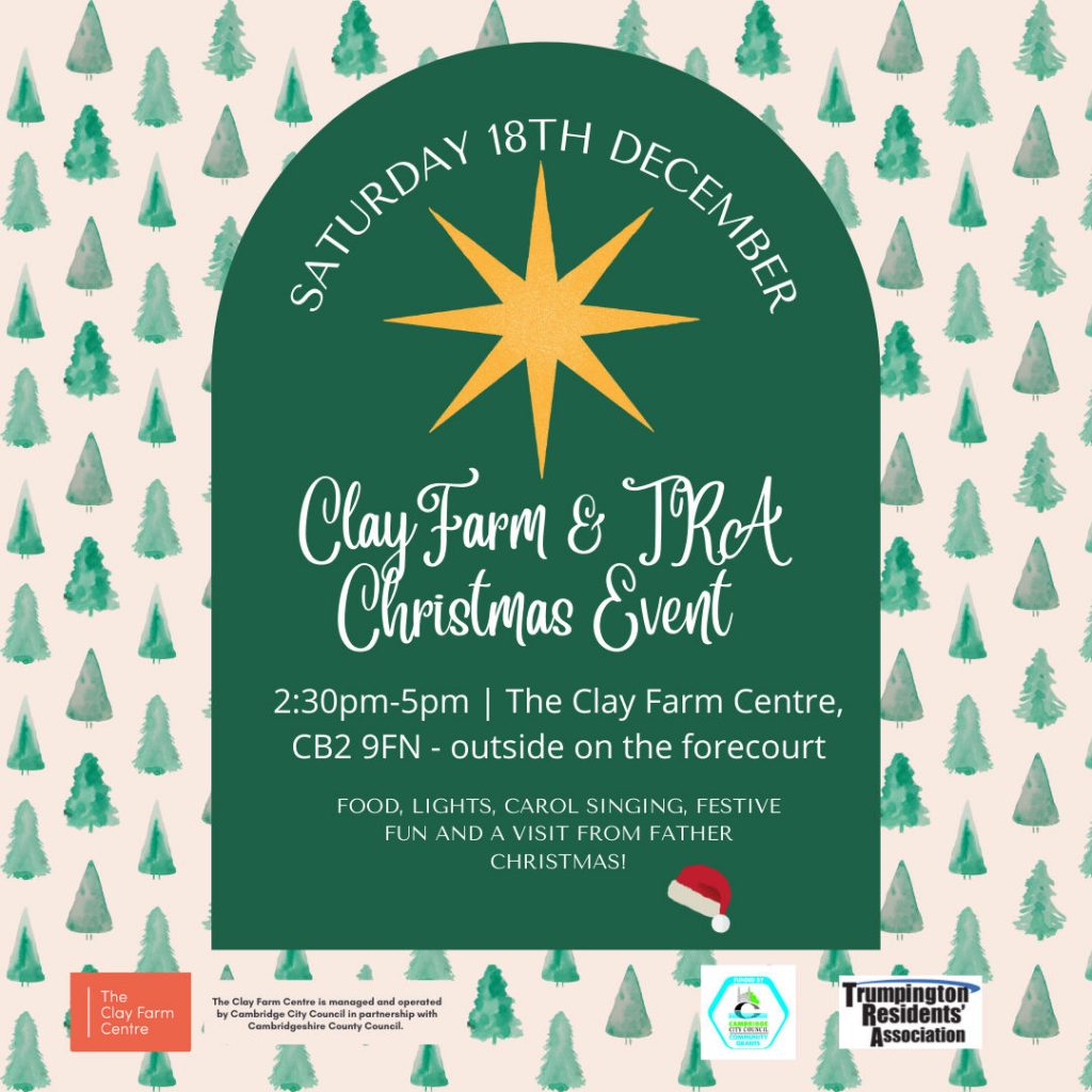 Poster advertising the Clay Farm Centre Christmas event, 18 December 2021.