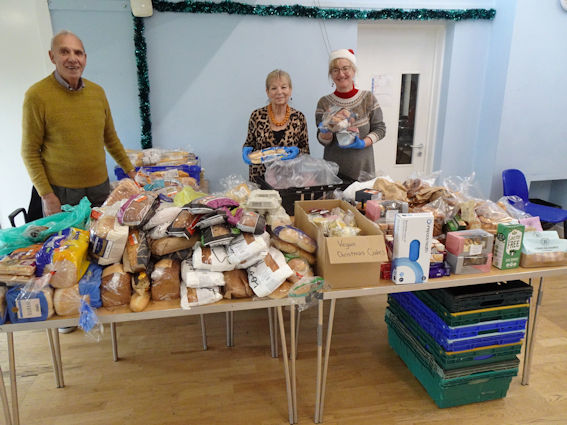 Supplies and volunteers at the Christmas Food Hub. Photo: Andrew Roberts, 22 December 2023.