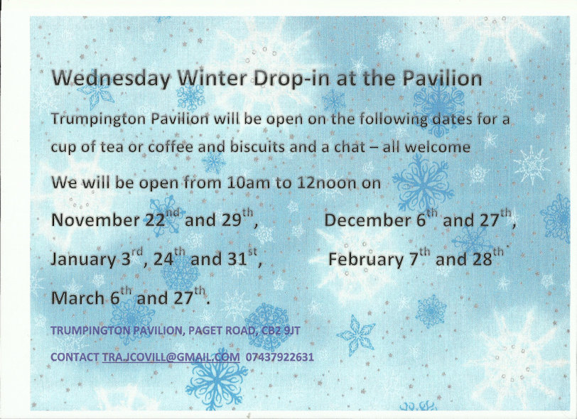Winter Community Drop-In sessions, November 2023 to March 2024.